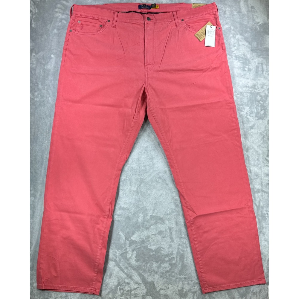 POLO RALPH LAUREN Varick Slim Straight Pants Mens 48B x 32 Pale Red Stretch NWT